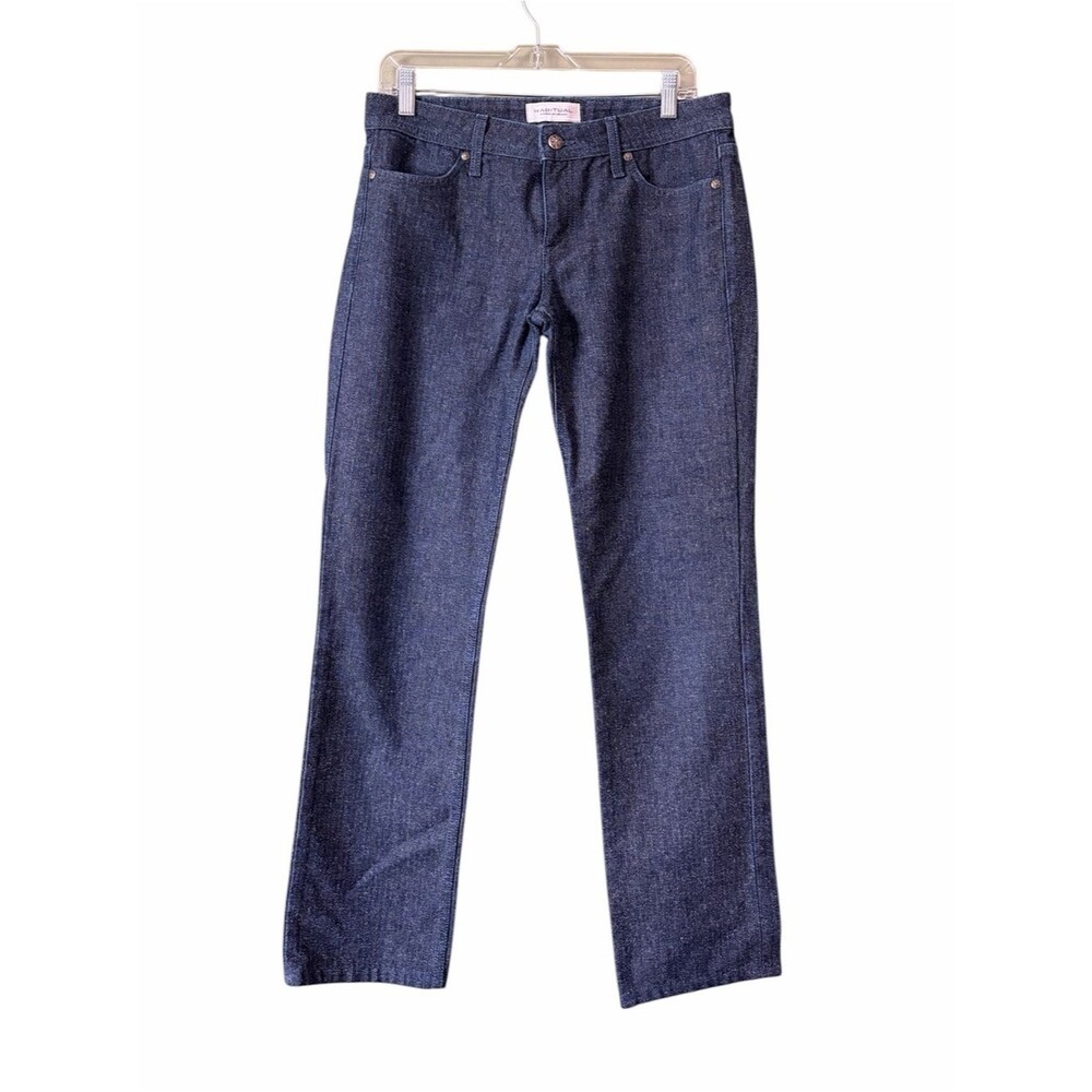 Habitual New York Los Angeles Dark Speckled Chevron Straight Jeans Sz 29